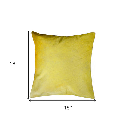 18" Yellow Cowhide Throw Pillow