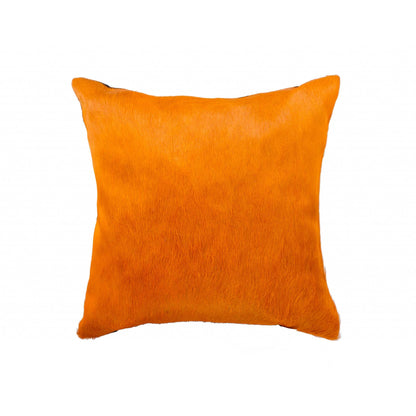 18" Yellow Cowhide Throw Pillow