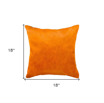 18" Yellow Cowhide Throw Pillow