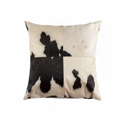 18" Black Cowhide Throw Pillow