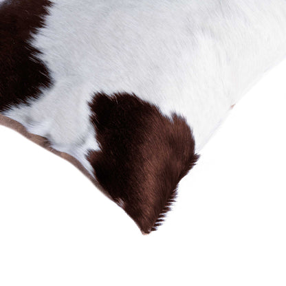 18" Brown and White Cowhide Throw Pillow