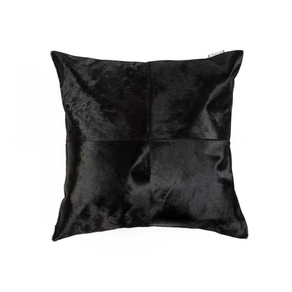 18" Black Cowhide Throw Pillow