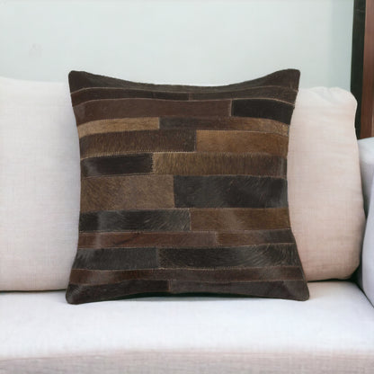 18" Tan Cowhide Throw Pillow