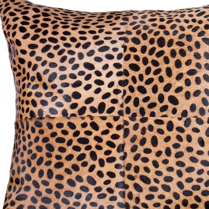 18" Orange and Black Cowhide Throw Pillow