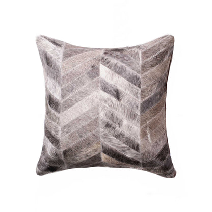 18" Gray Cowhide Throw Pillow