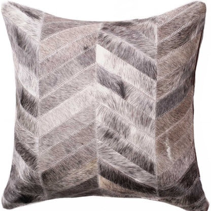 18" Gray Cowhide Throw Pillow