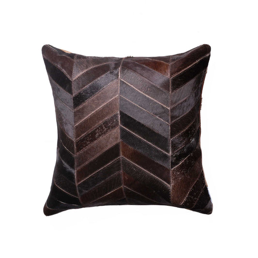 18" Chocolate Cowhide Throw Pillow