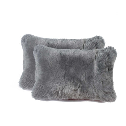 12" X 20" X 5" Gray Sheepskin  Pillow 2 Pack