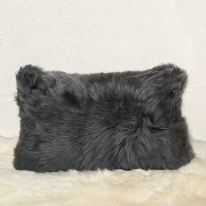 12" X 20" X 5" Gray Sheepskin  Pillow 2 Pack