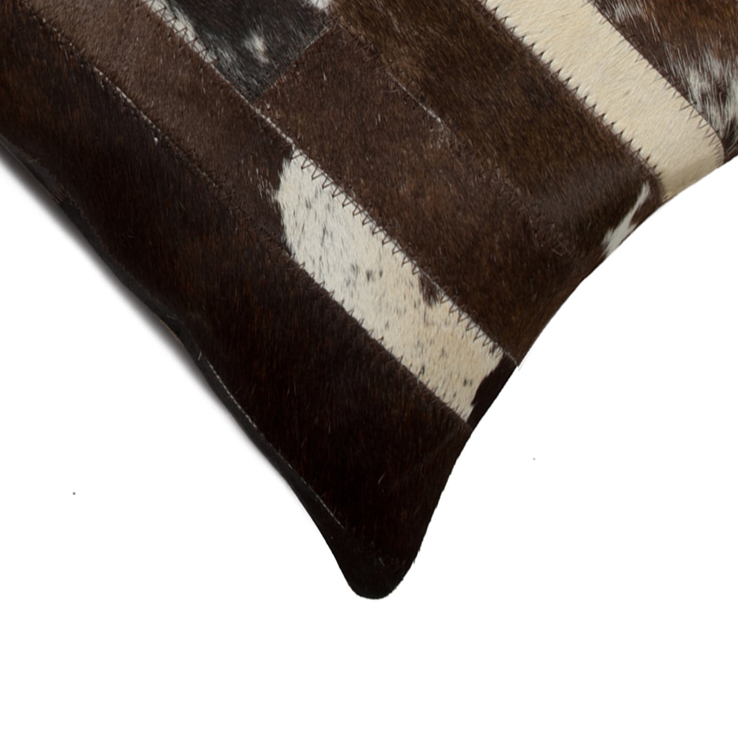 12" X 20" Brown and White Cowhide Throw Pillow