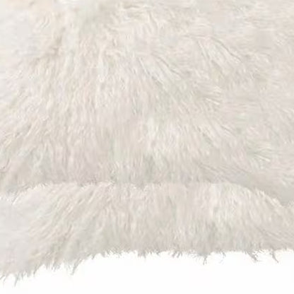 Set of Two 12" X 20" Off White Faux Fur Throw Pillow