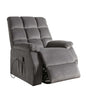 34" Gray Velvet Power Heated Massage Recliner