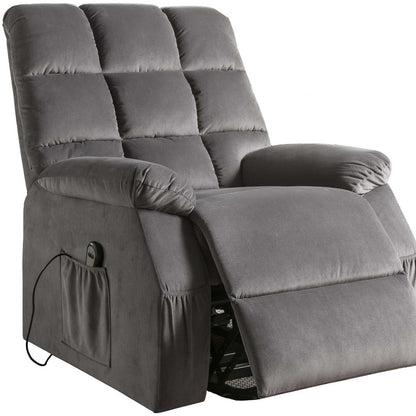 34" Gray Velvet Power Heated Massage Recliner