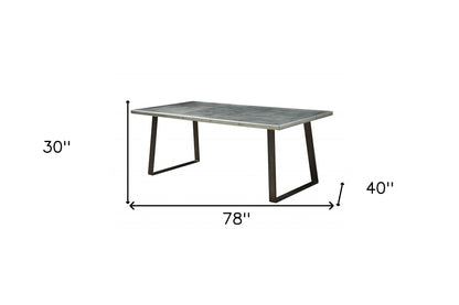 78" Silver And Gray Aluminum And Metal Sled Base Dining Table