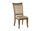 Set of Two Beige And Brown Upholstered Faux Leather Open Back Dining Side Chairs