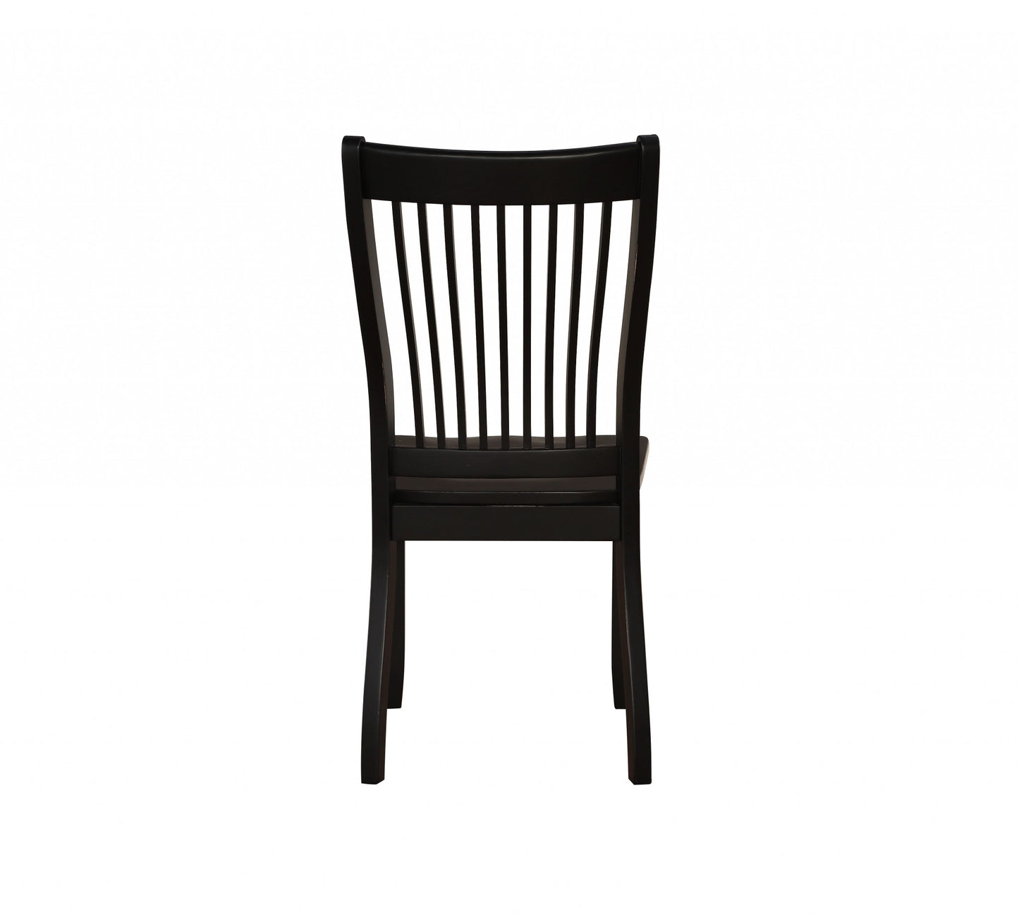 Set of Two Black Wood Windsor Back Dining Side Chairs