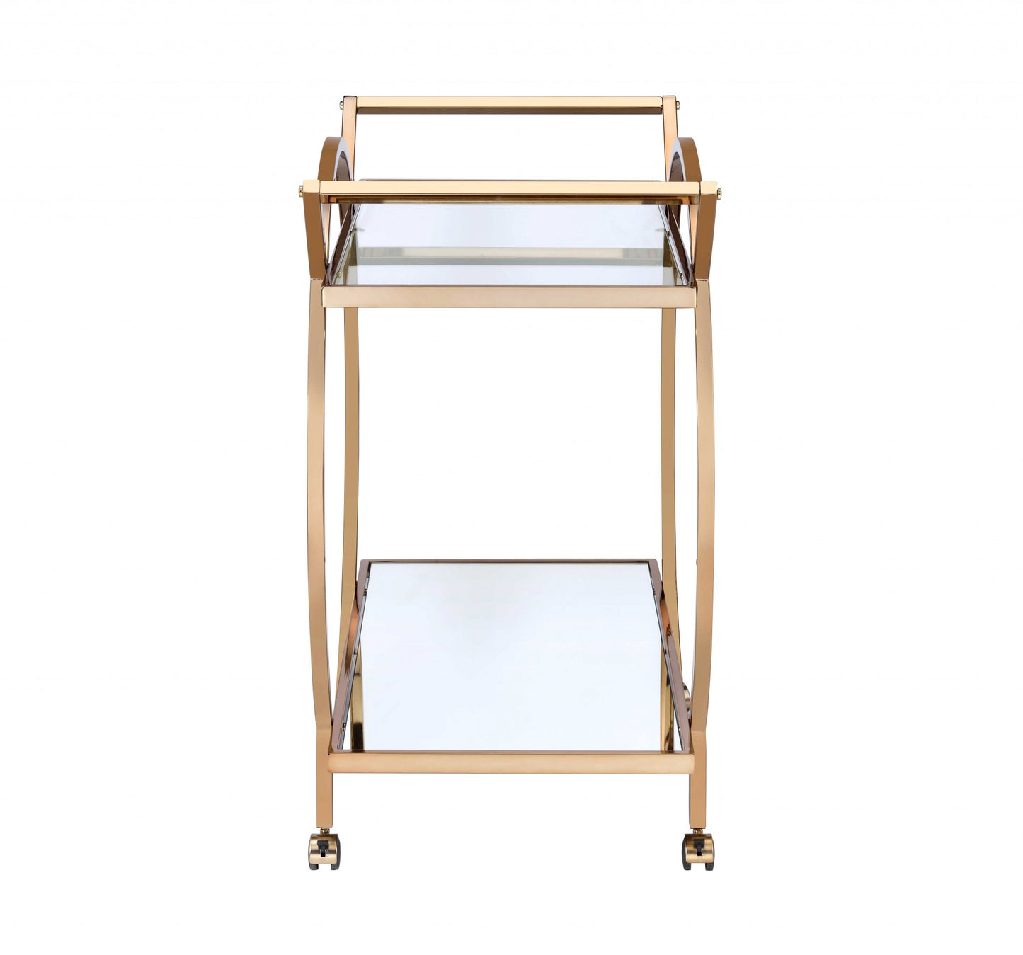 33" X 19" X 35" Champagne Metal Tube Serving Cart