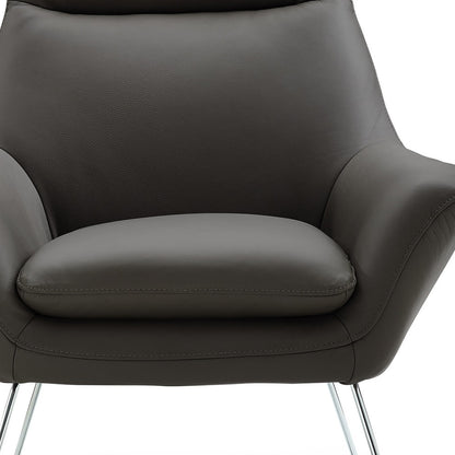 Modern Dark Gray Top Grain Italian Leather Accent Chair