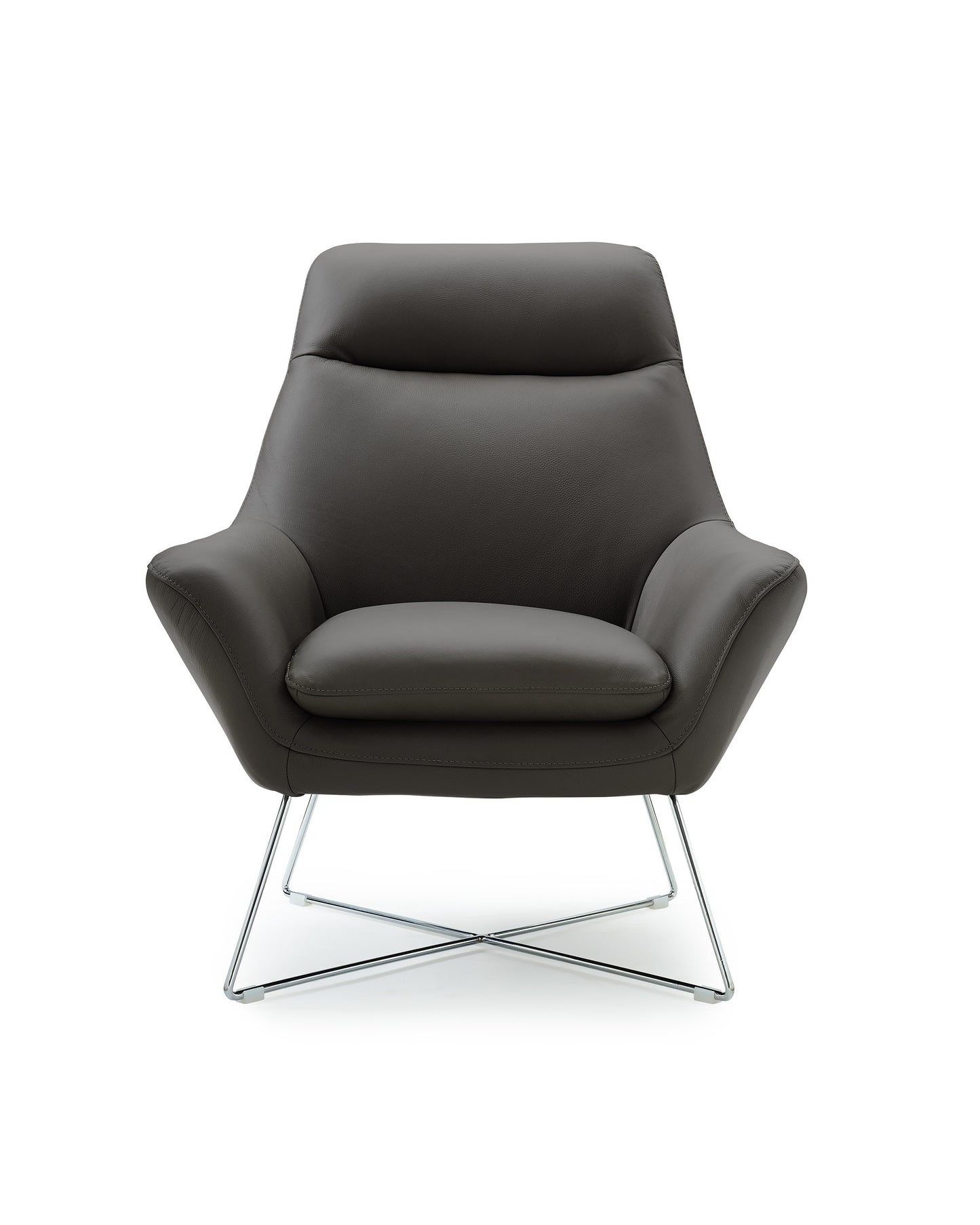 Modern Dark Gray Top Grain Italian Leather Accent Chair