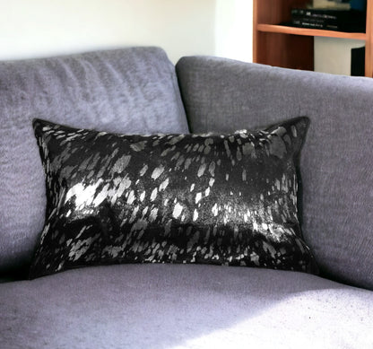 12" X 20" Navy Cowhide Throw Pillow