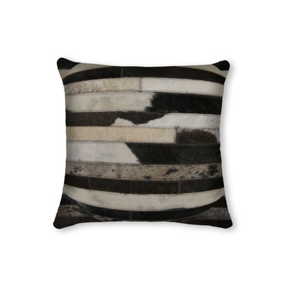 18" Black and White Cowhide Throw Pillow