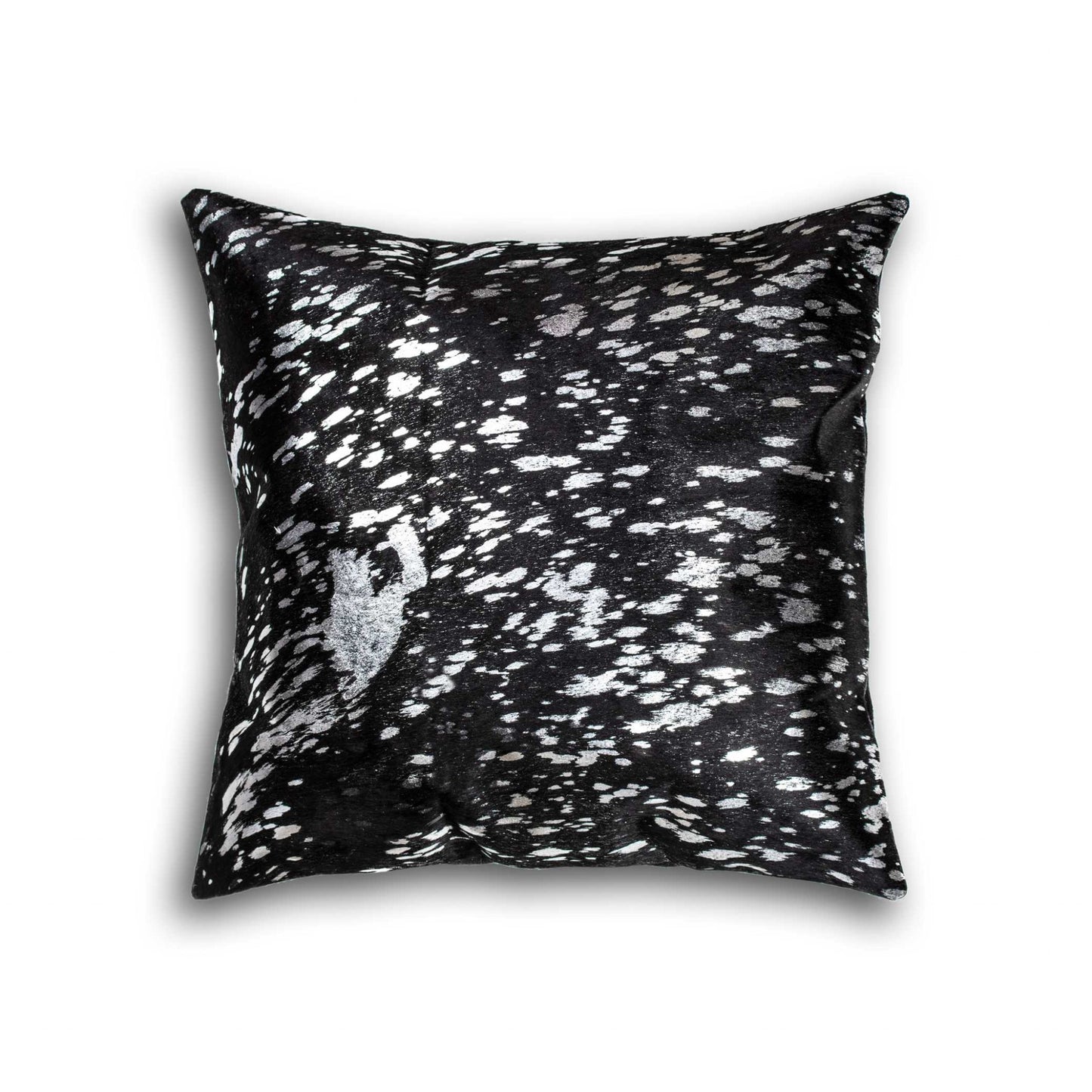 18" Black and Silver Cowhide Throw Pillow