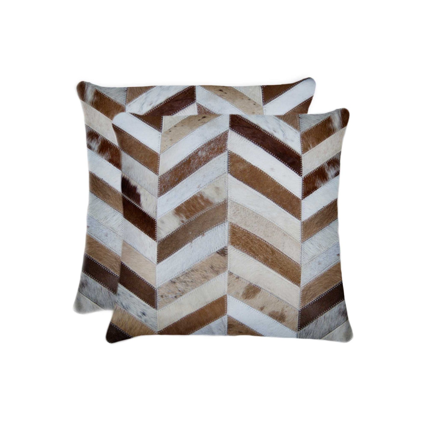 Set of Two Natural Striped Cowhide Throw Pillows