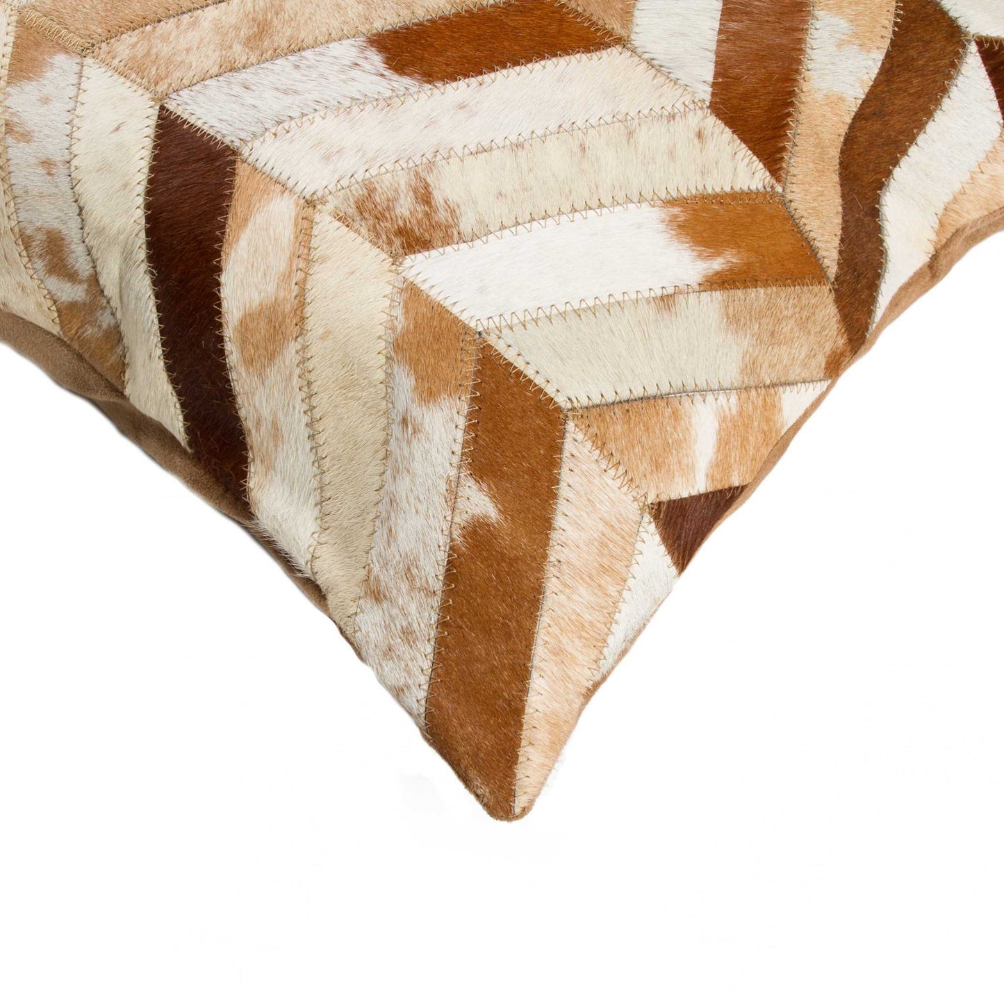 Set of Two Natural Striped Cowhide Throw Pillows