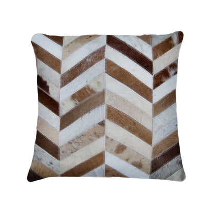 Set of Two Natural Striped Cowhide Throw Pillows