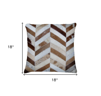 Set of Two Natural Striped Cowhide Throw Pillows