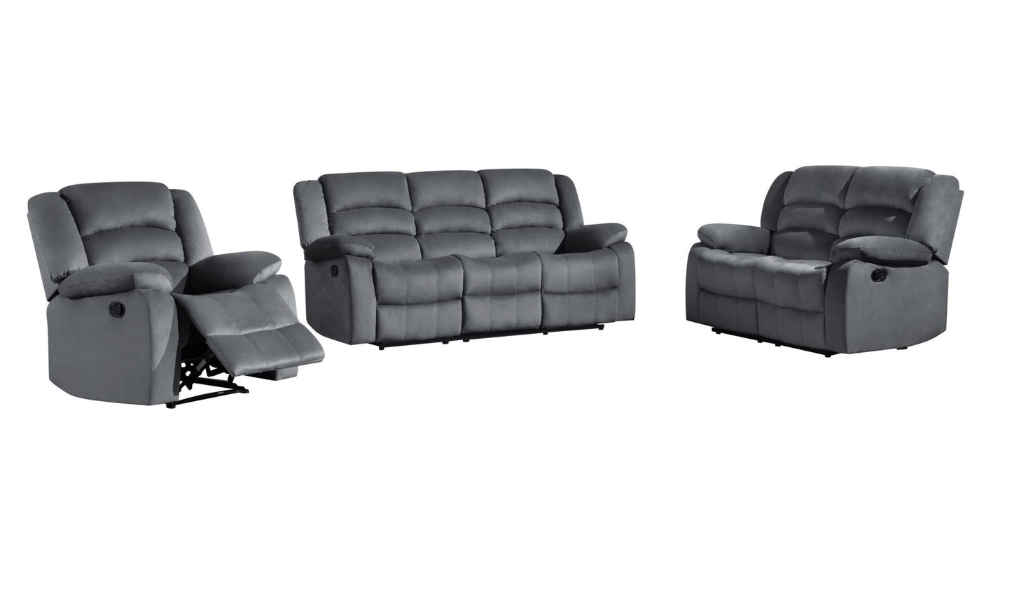 Three Piece Indoor Gray Microsuede Six Person Seating Set