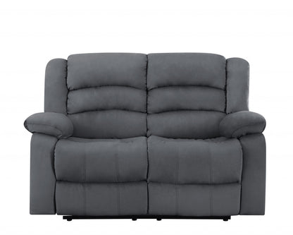 60" Gray Microfiber Power Reclining Loveseat