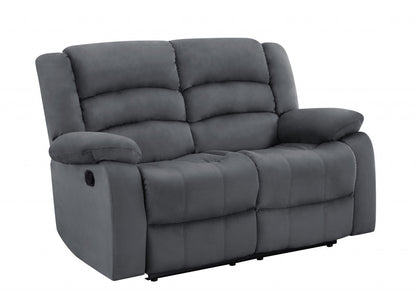 60" Gray Microfiber Power Reclining Loveseat