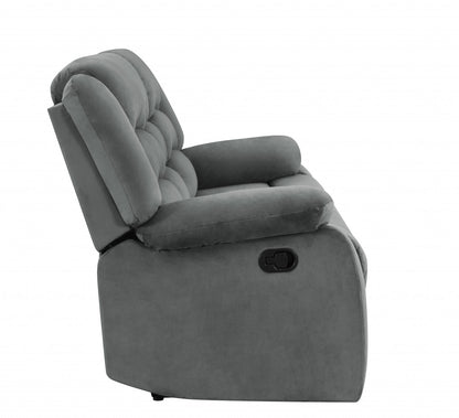 60" Gray Microfiber Power Reclining Loveseat