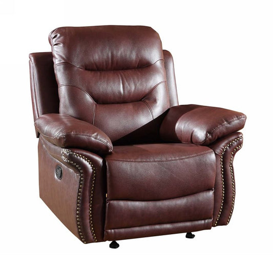 41" Burgundy Leather Match Recliner