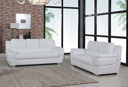 Three Piece Indoor White Genuine Leather Six Person Seating Set