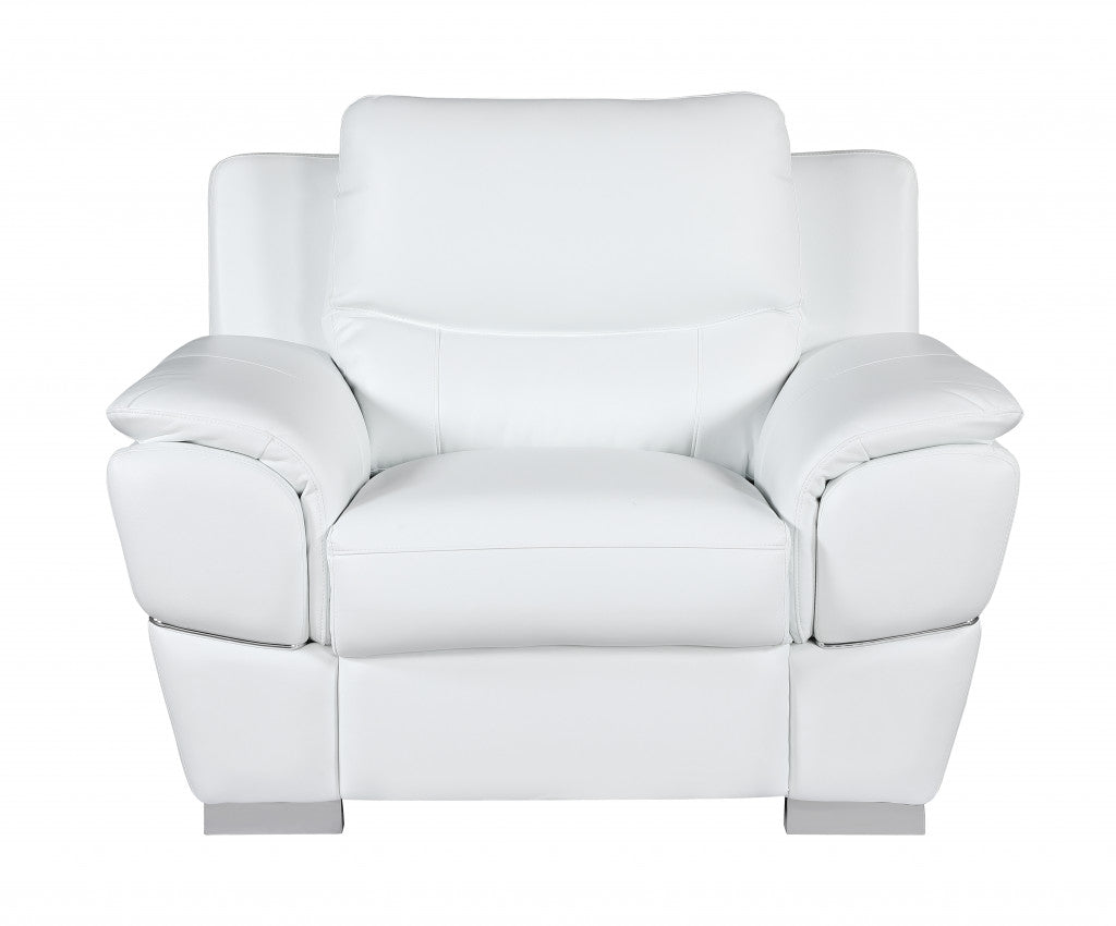 Three Piece Indoor White Genuine Leather Six Person Seating Set