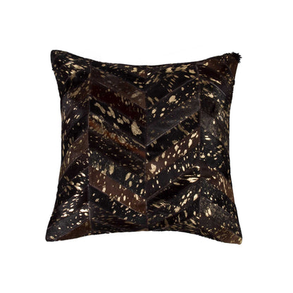 18" Natural & Gold Cowhide Throw Pillow