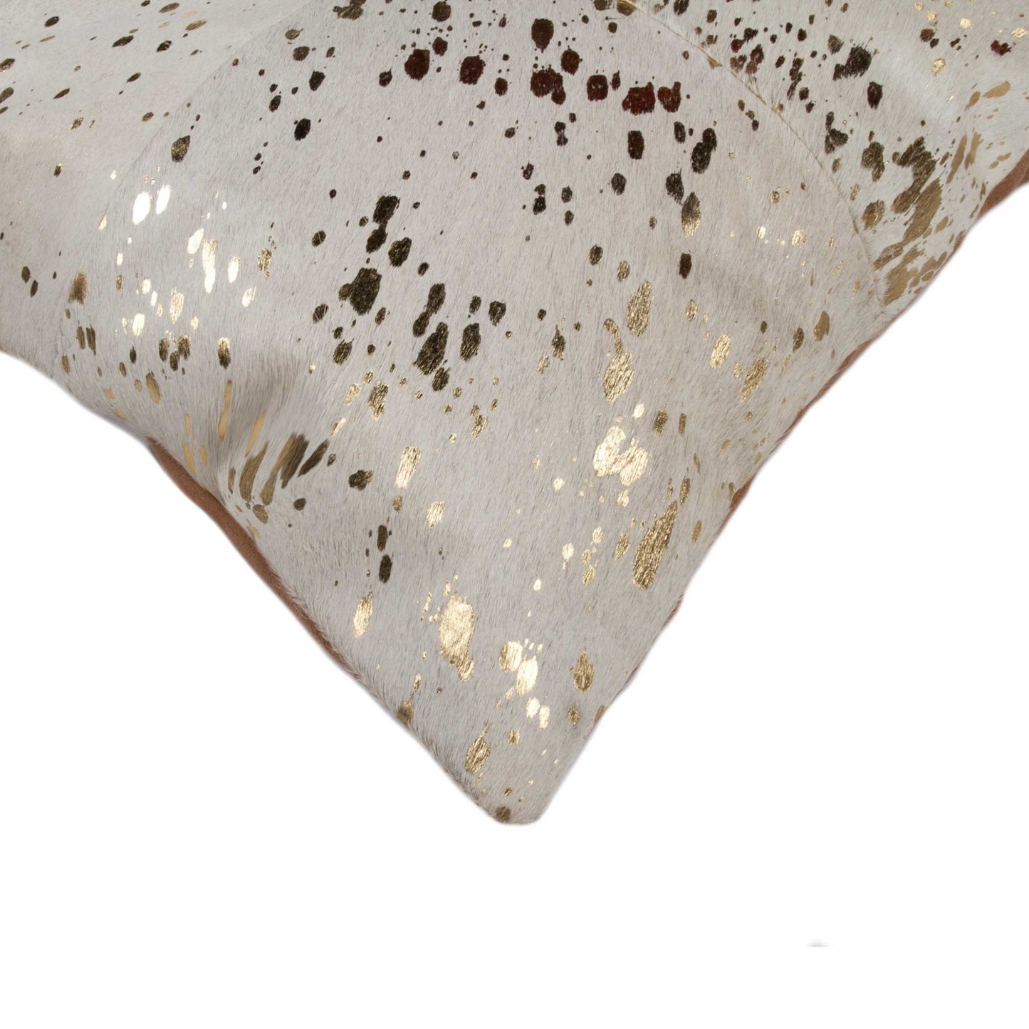 18" Natural & Gold Cowhide Throw Pillow