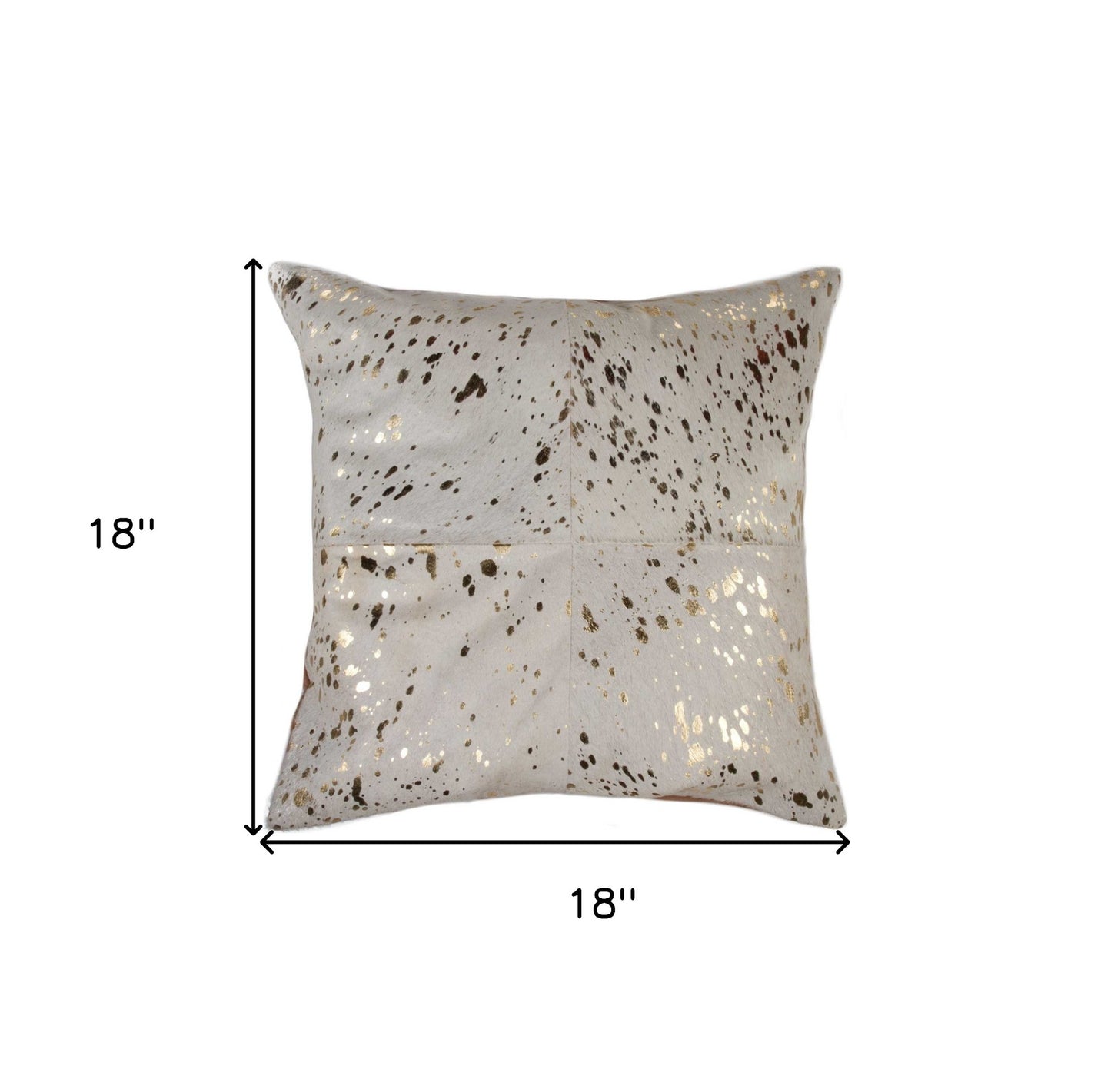 18" Natural & Gold Cowhide Throw Pillow