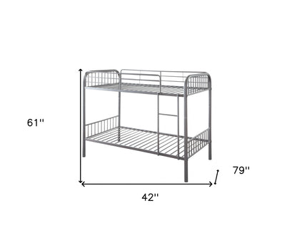 79" X 42" X 61" Gunmetal Metal Twin Over Twin Bunk Bed