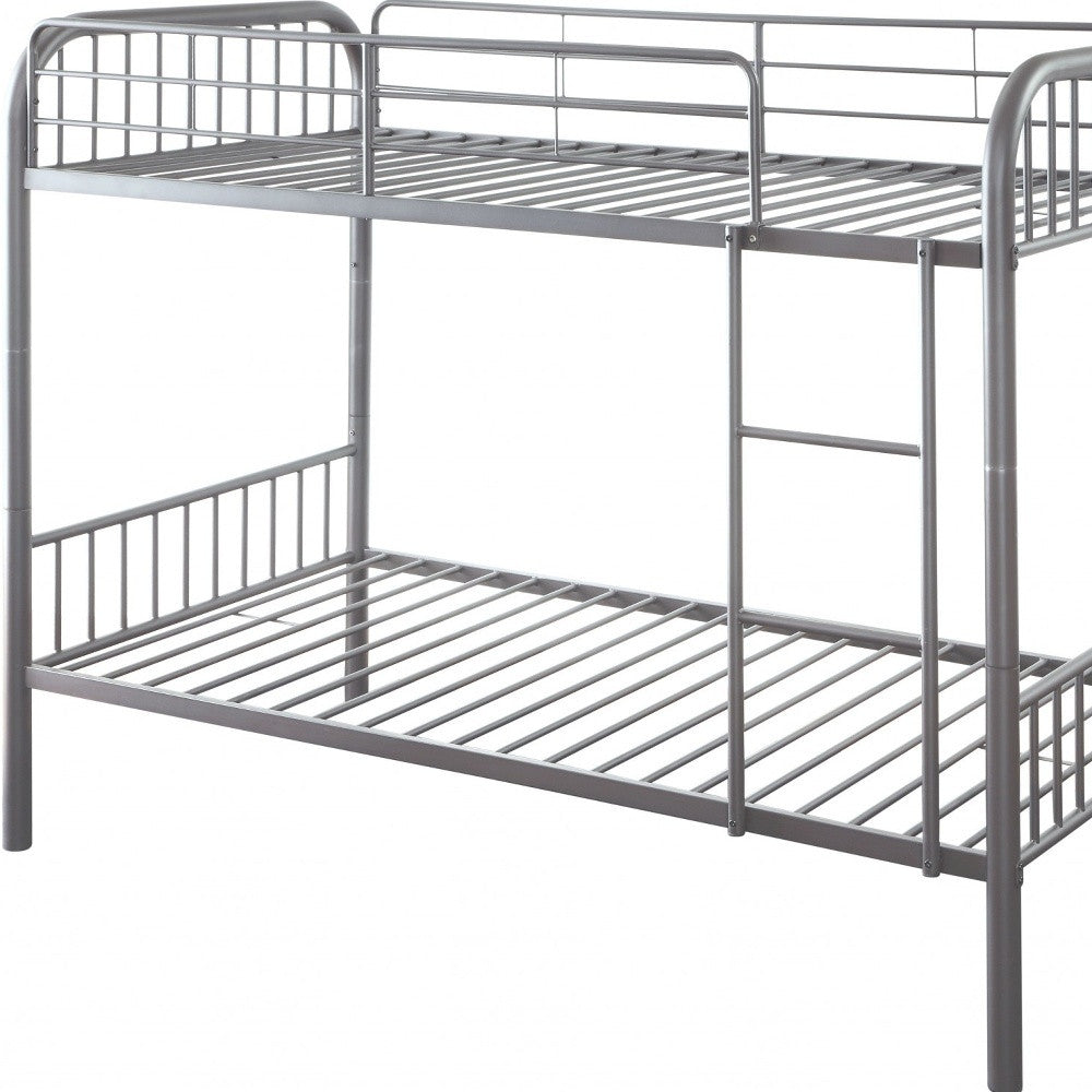 79" X 42" X 61" Gunmetal Metal Twin Over Twin Bunk Bed