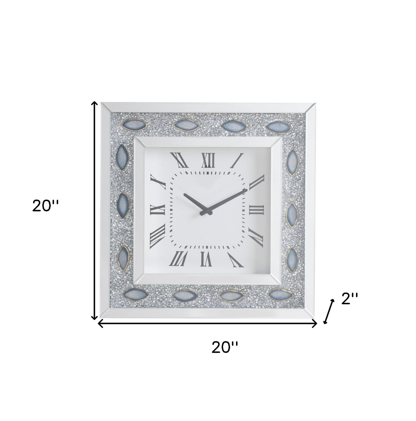 Mirrored Faux Crystal And Agate Wall Clock