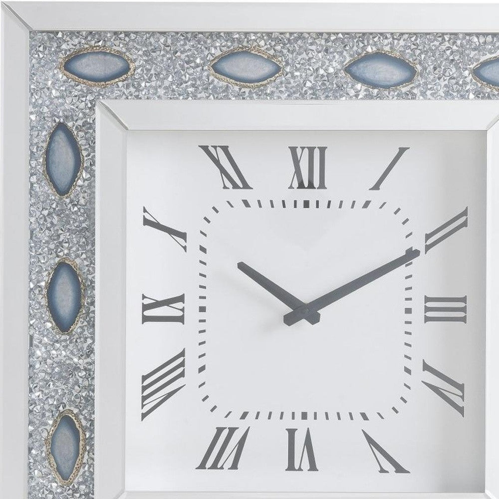 Mirrored Faux Crystal And Agate Wall Clock