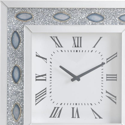 Mirrored Faux Crystal And Agate Wall Clock