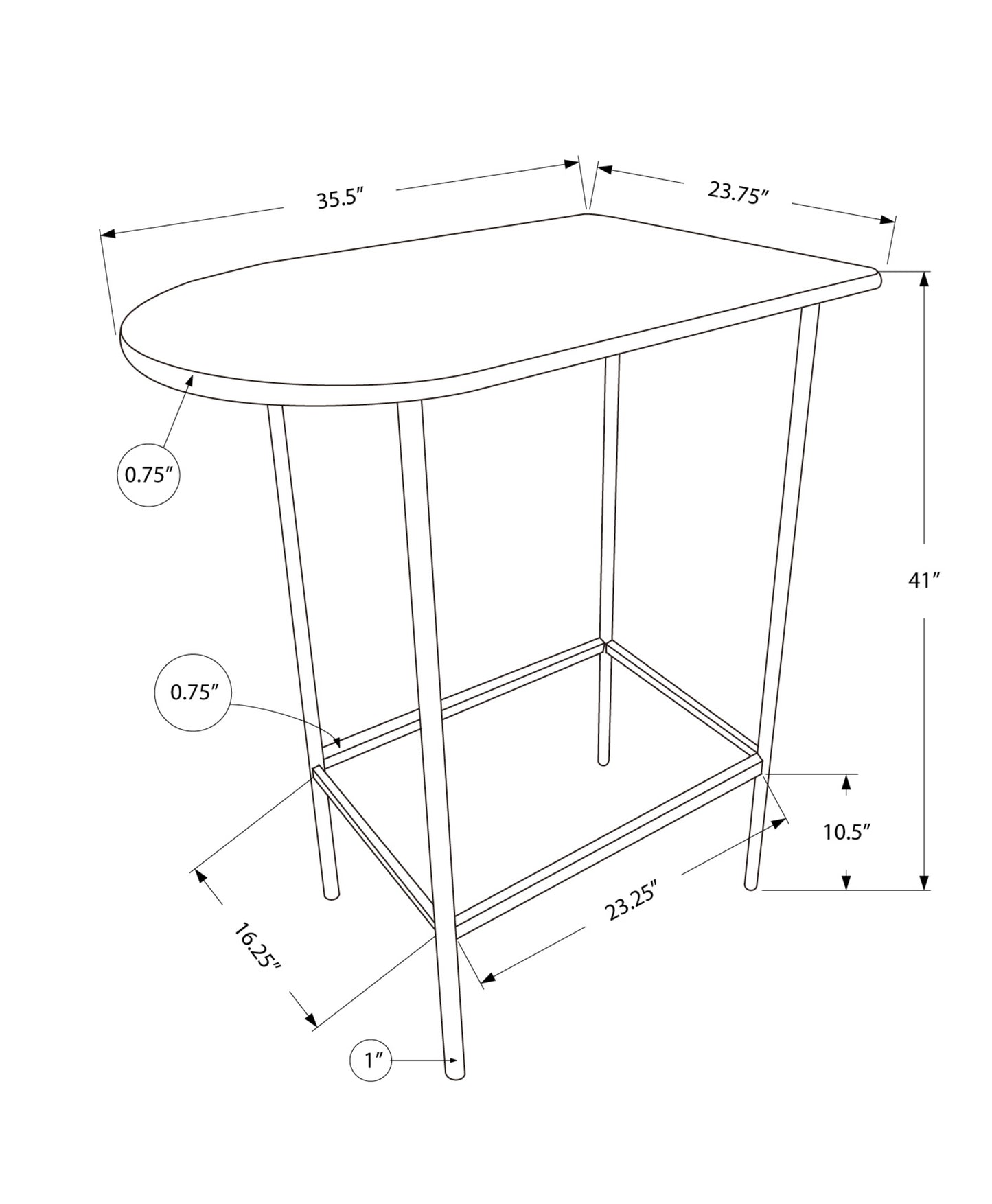 24" Black And Silver Free Form Manufactured Wood Bar Table