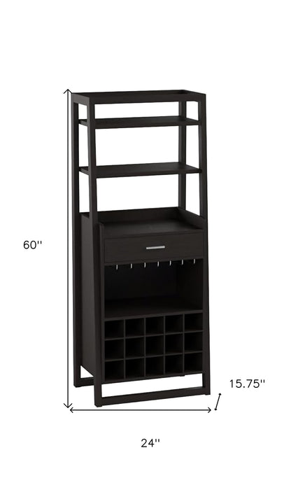 16" Espresso Standard Bar Cabinet With Four Shelves And One Drawer