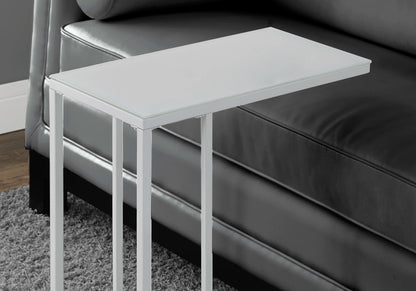 18.25" X 10.25" X 24" Chrome Metal Tempered Glass Accent Table