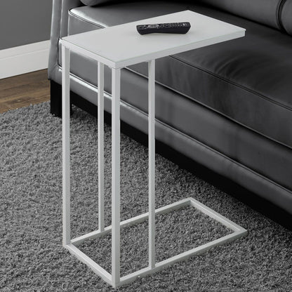 18.25" X 10.25" X 24" Chrome Metal Tempered Glass Accent Table