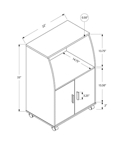 15.25" X 22" X 33" White Particle Board Laminate  Kitchen Cart